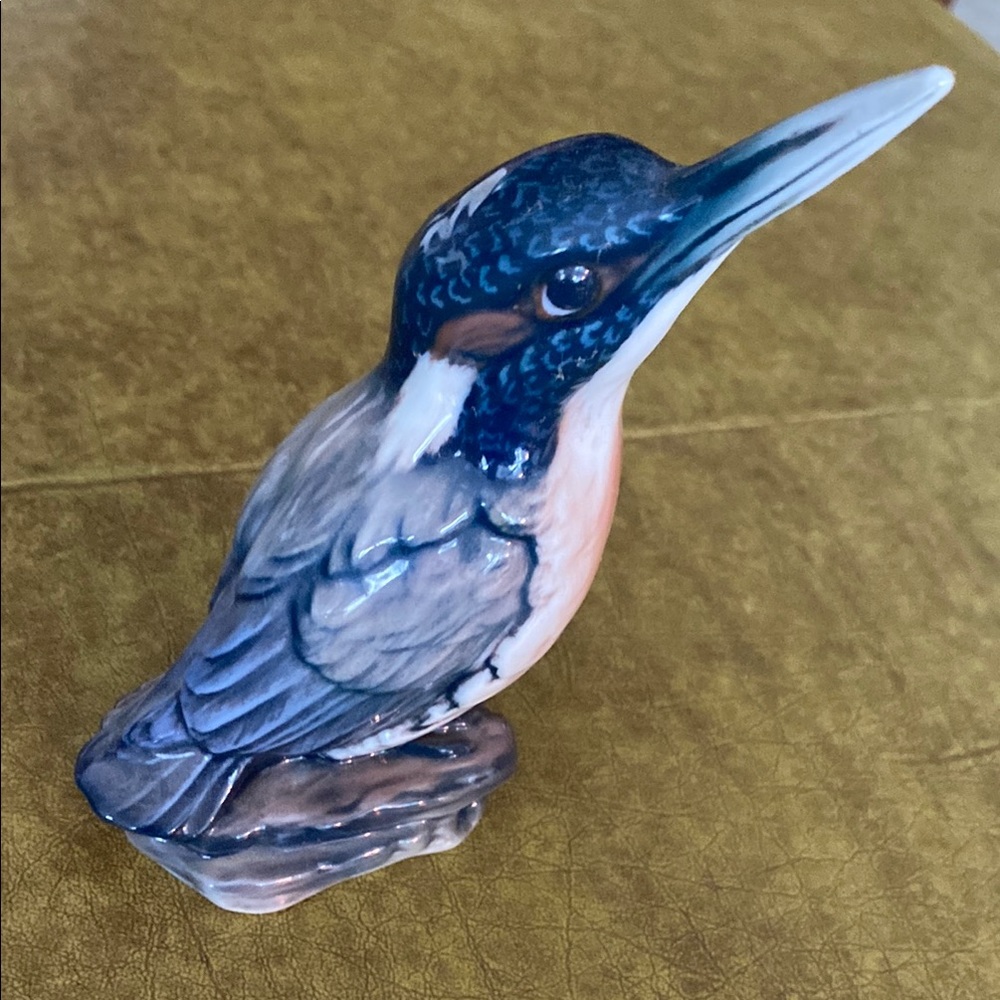 Dahl Jensen vintage king fisher Bird Figurine - Blue and Brown